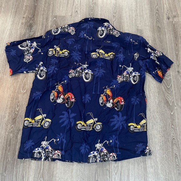Pacific Legend Mens Size XXL (2XL) Hawaiian Chopper Motorcycle Shirt Dark Blue - Picture 4 of 6